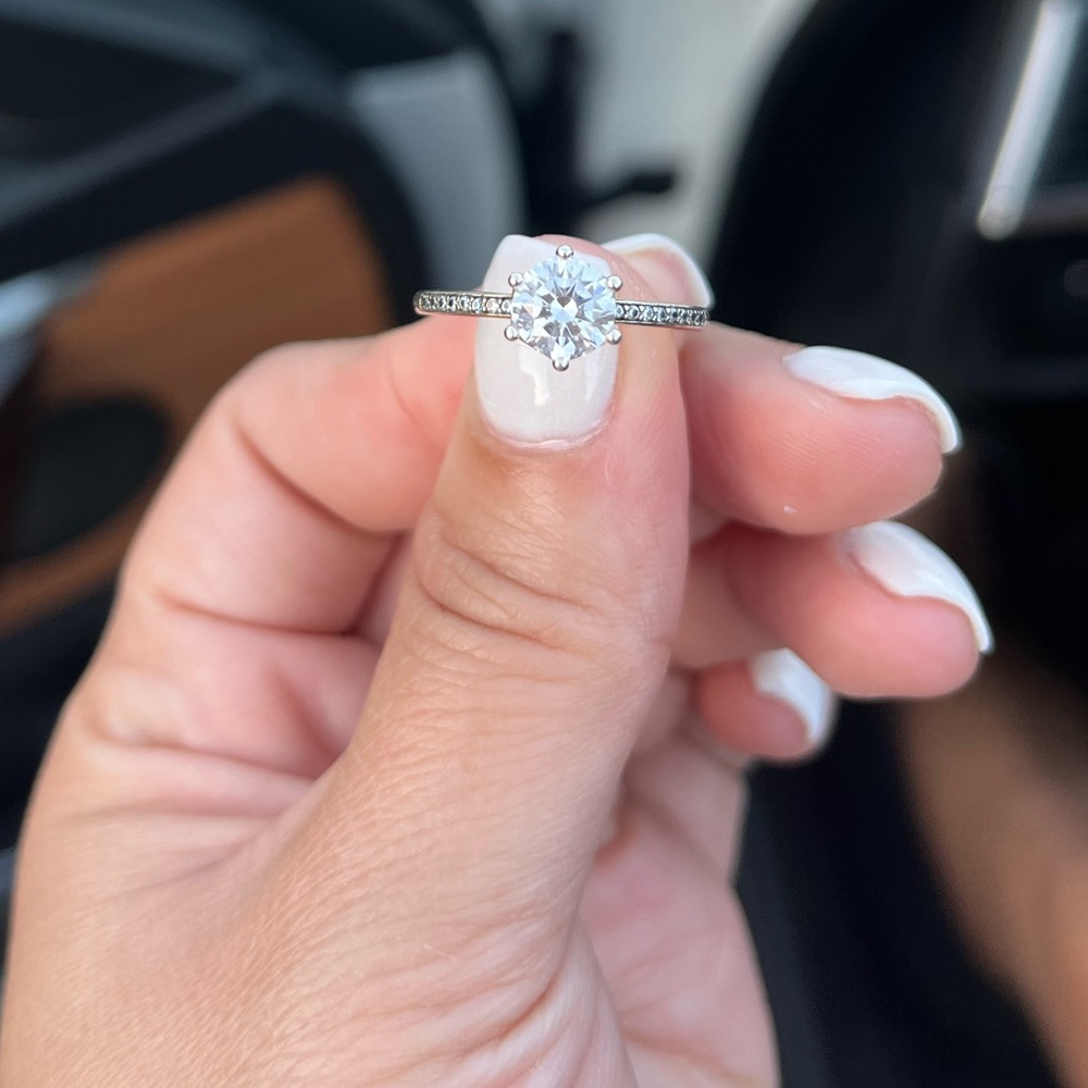 PANDORA - Clear Sparkling Crown Solitaire Ring size (7)